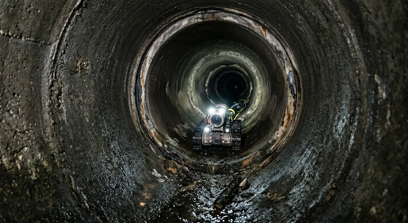 Robotic sewer camera inspecting pipe interior for Sewer Line Cleaning in Chalmette